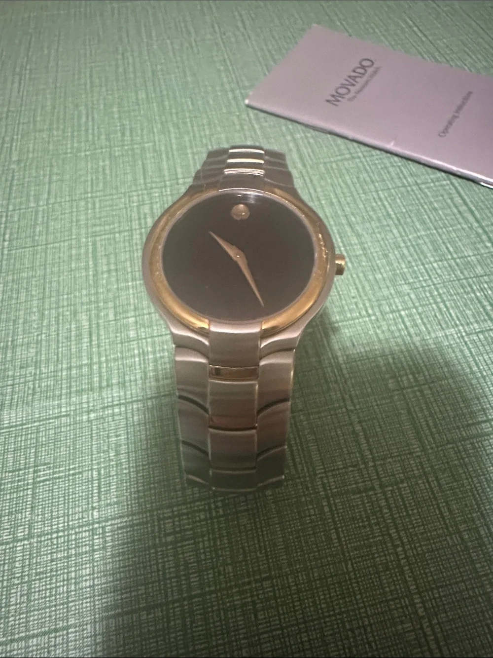 Movado Black Dial Silver Portico Watch